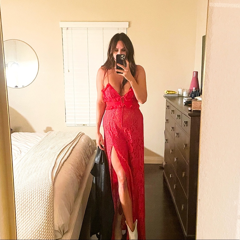 For Love and Lemon’s Leila maxi dress-red Large
